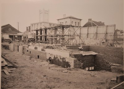 La nouvelle gare d'Ans en construction - 1966