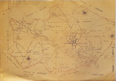 Cartographie des charbonnages, en 1951, sur la Commune d'Ans